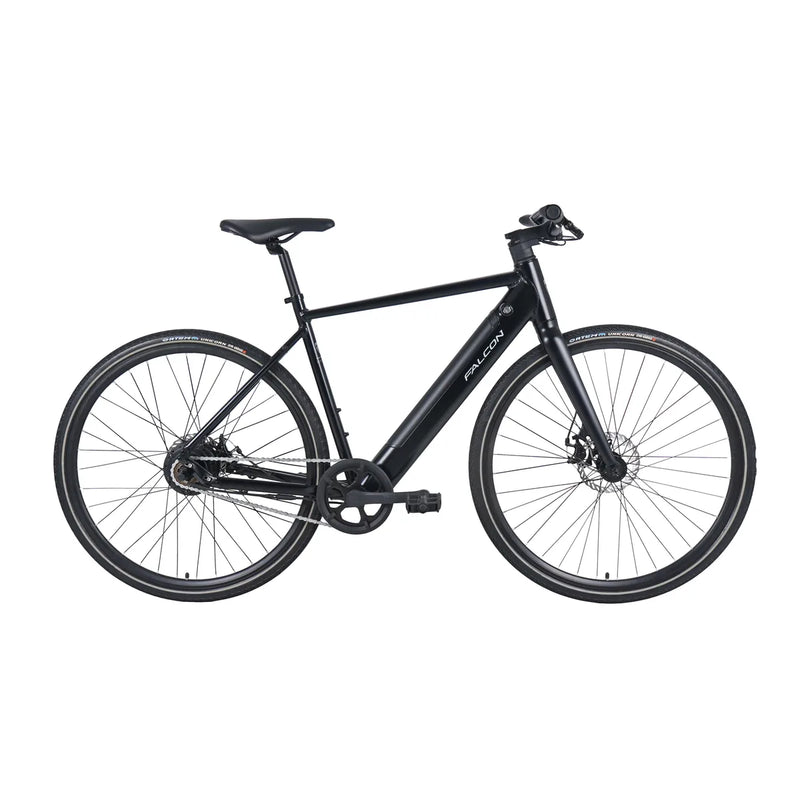 Falcon Zone single-speed electric hybrid bike, full studio side view