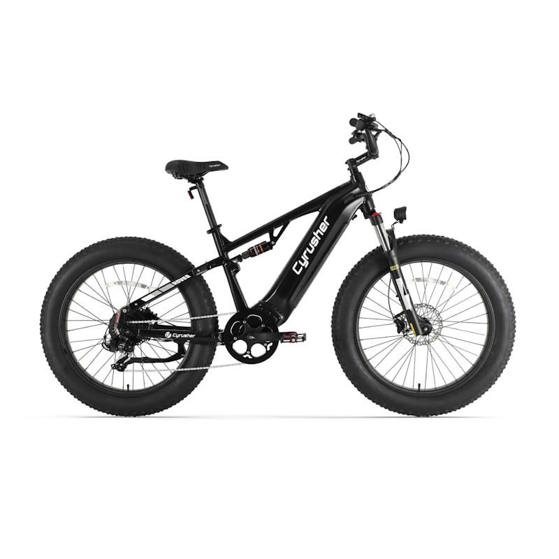Cyrusher Rover All-Terrain E-Bike Fat Tyre Full Suspension 250W  Black