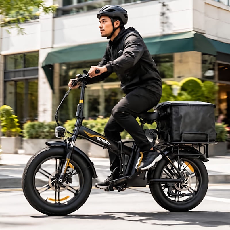 Emoko C94 Folding Fat Tyre Food Delivery E-Bike Long Range 250W 15.5mph Top Speed 