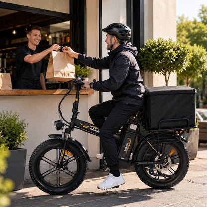 Emoko C94 Folding Fat Tyre Food Delivery E-Bike Long Range 250W 15.5mph Top Speed 