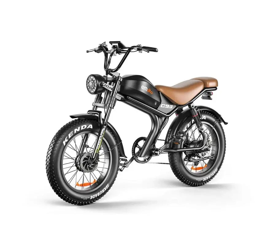 Emoko C93 Moped-Style Dual Motor E-Bike 20x4 Inch Fat Tyre 2000W  Brown