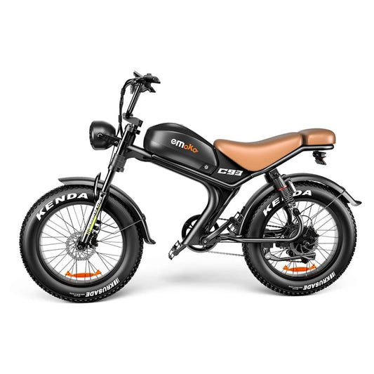 Emoko C93 Moped-Style E-Bike 20x4 Inch Fat Tyre 1000W Brown Seat
