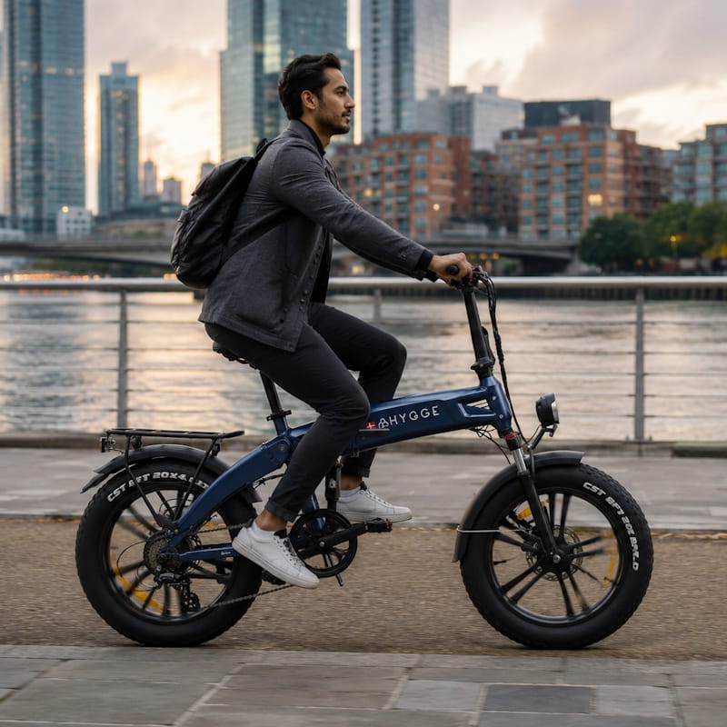 Hygge Sorø E-Bike Foldable Fat Tyre Royal Blue 2024 15.5mph Top Speed EAPC 