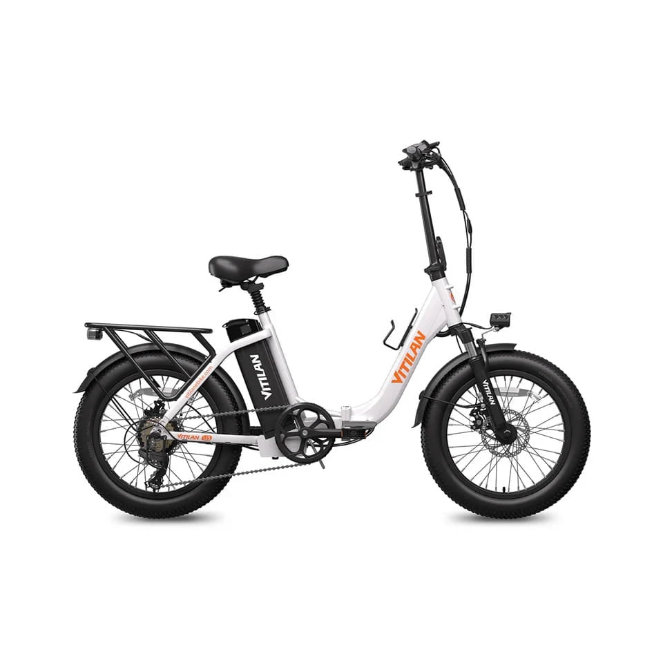 Vitilan U3 Folding Fat Tyre E-Bike Full Suspension White