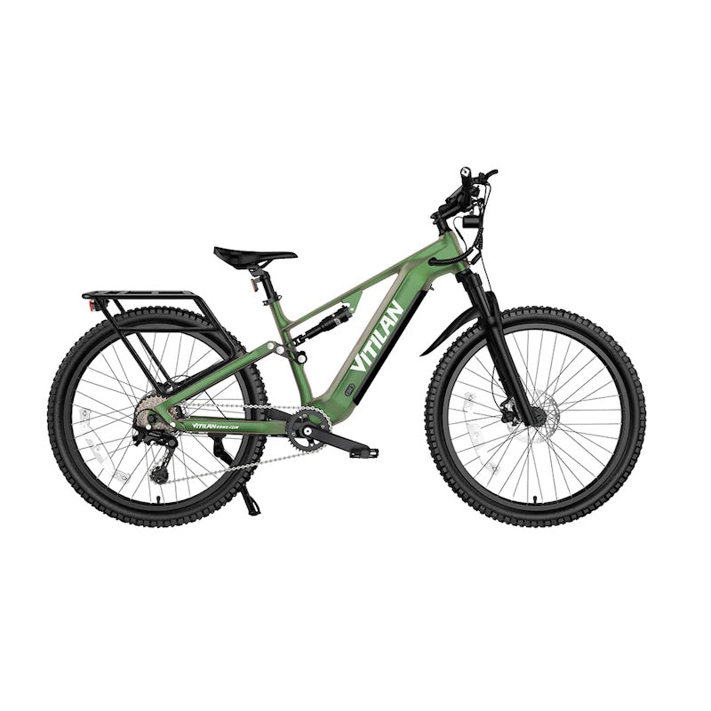 Vitilan M5 Full Suspension Electric Mountain Bike 250W in Green Chameleon